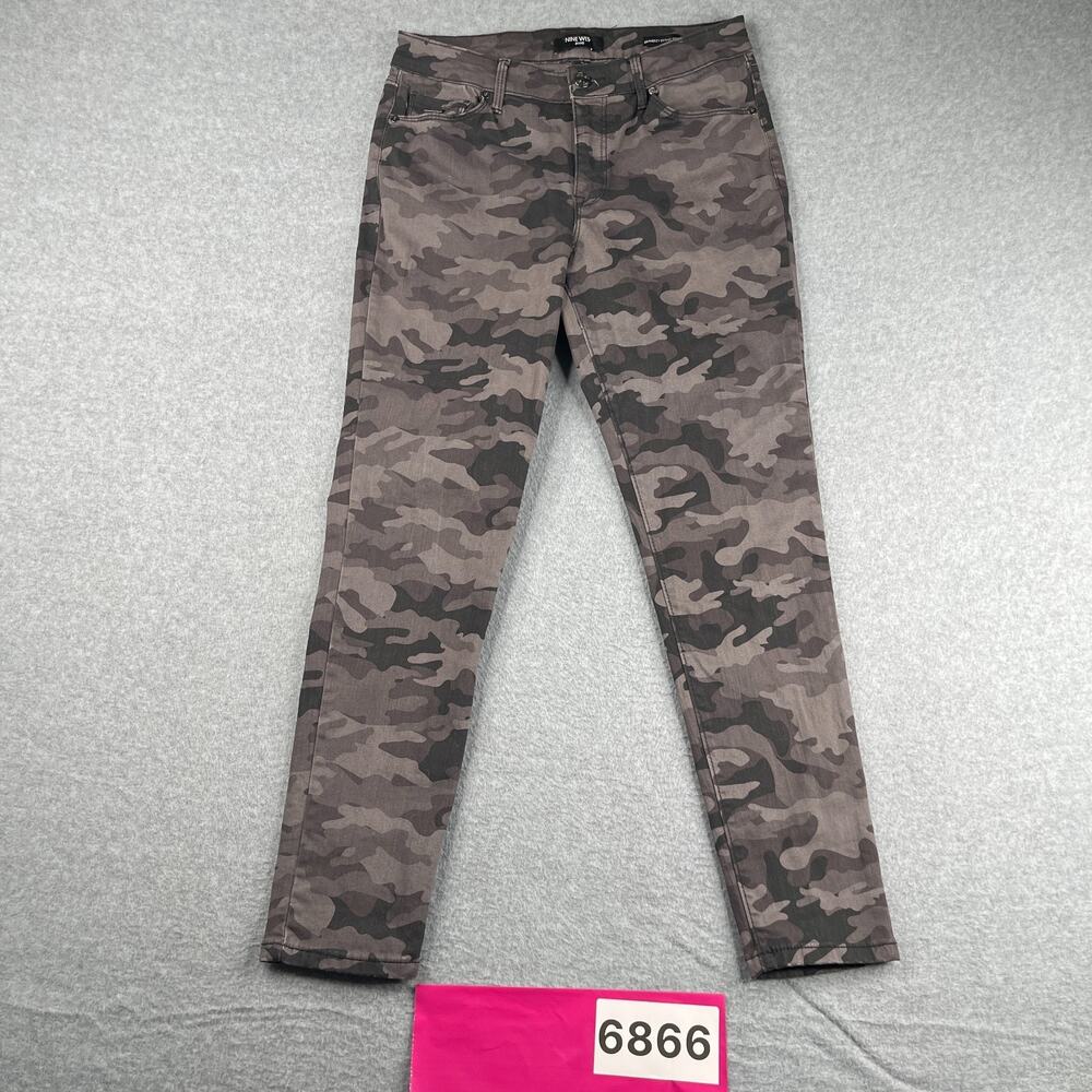 Nine West Camoflauge Jeans Black Gray Gramercy Skinny Ankle Womens Size 6